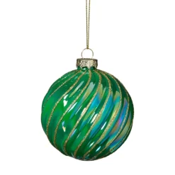 Xenos Kerstbal gedraaid - groen- Kerstballen