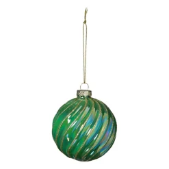 Xenos Kerstbal gedraaid - groen- Kerstballen