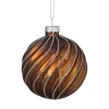 Xenos Kerstbal gedraaid streep - bruin- Kerstballen