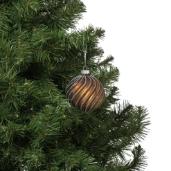 Xenos Kerstbal gedraaid streep - bruin- Kerstballen