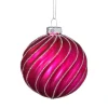 Xenos Kerstbal gedraaid streep - roze- Kerstballen
