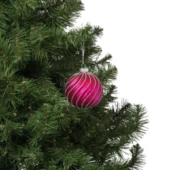 Xenos Kerstbal gedraaid streep - roze- Kerstballen