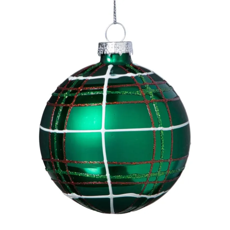 Xenos Kerstbal geruit - groen- Kerstballen