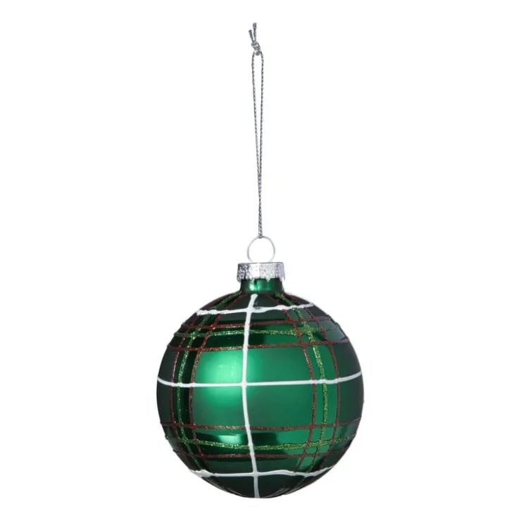 Xenos Kerstbal geruit - groen- Kerstballen