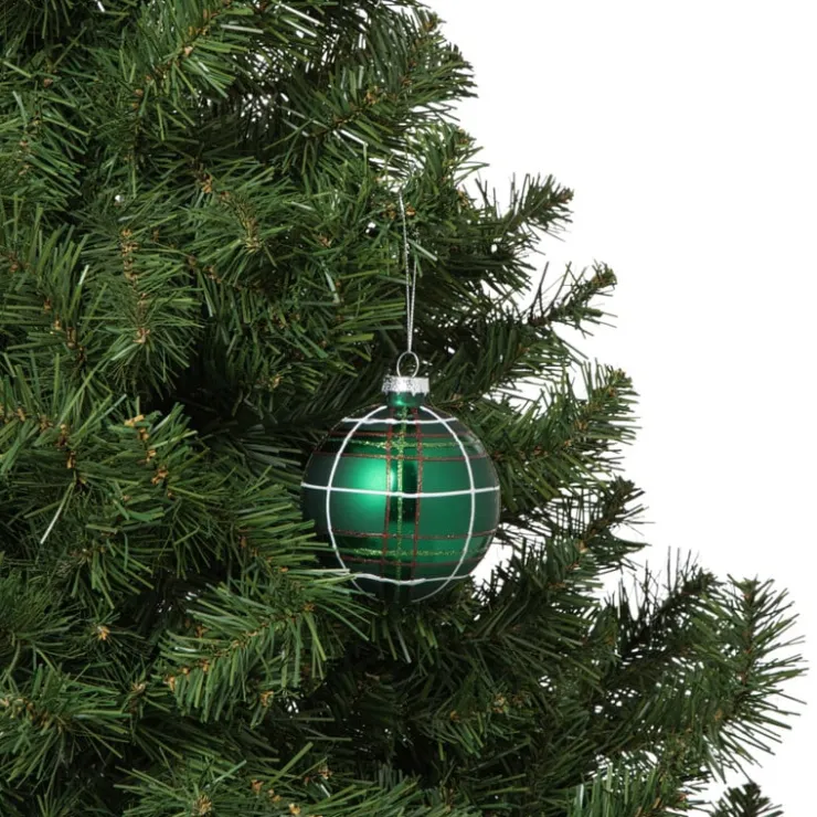 Xenos Kerstbal geruit - groen- Kerstballen