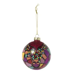 Xenos Kerstbal giraf - glas - ø8 cm- Kerstballen