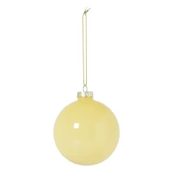 Xenos Kerstbal glas - geel - ø8 cm- Kerstballen