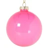 Xenos Kerstbal glas - roze - ø8 cm- Kerstballen