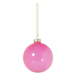 Xenos Kerstbal glas - roze - ø8 cm- Kerstballen