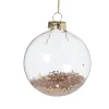 Xenos Kerstbal glas met gouden glitters - transparant/goudkleurig- Kerstballen
