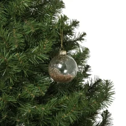 Xenos Kerstbal glas met gouden glitters - transparant/goudkleurig- Kerstballen