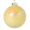 Xenos Kerstbal glitter - geel - ø8 cm- Kerstballen