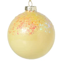 Xenos Kerstbal glitter - geel - ø8 cm- Kerstballen