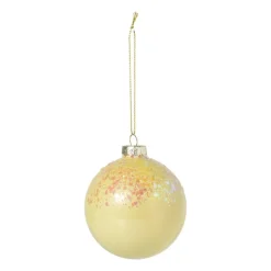 Xenos Kerstbal glitter - geel - ø8 cm- Kerstballen