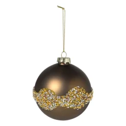 Xenos Kerstbal glitter en mat - bruin- Kerstballen