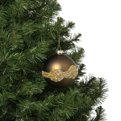 Xenos Kerstbal glitter en mat - bruin- Kerstballen
