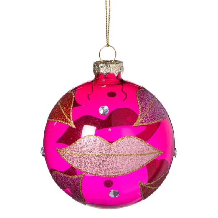 Xenos Kerstbal lippen - roze/rood- Kerstcadeaus|Kerstballen