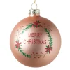 Xenos Kerstbal merry christmas - roze - ⌀8 cm- Kerstballen