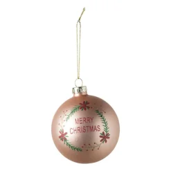 Xenos Kerstbal merry christmas - roze - ⌀8 cm- Kerstballen