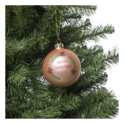Xenos Kerstbal merry christmas - roze - ⌀8 cm- Kerstballen