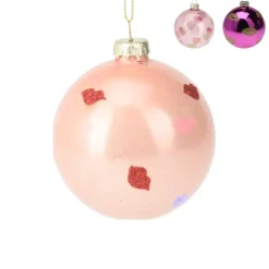 Xenos Kerstbal met kusjes - diverse varianten - ø8 cm- Kerstballen