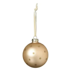 Xenos Kerstbal met sterretjes - beige- Kerstballen