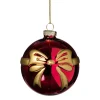 Xenos Kerstbal met strik - bordeaux rood- Kerstballen