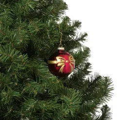 Xenos Kerstbal met strik - bordeaux rood- Kerstballen