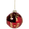 Xenos Kerstbal met strikjes - bordeaux rood- Kerstballen