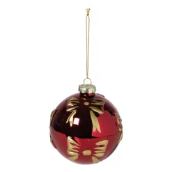 Xenos Kerstbal met strikjes - bordeaux rood- Kerstballen