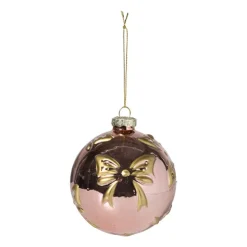 Xenos Kerstbal met strikjes - roze- Kerstballen