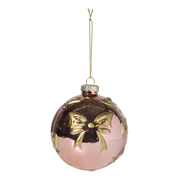 Xenos Kerstbal met strikjes - roze- Kerstballen