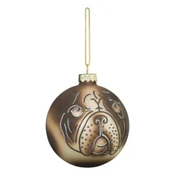 Xenos Kerstbal mopshond - glas - ø8 cm- Kerstballen