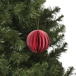 Xenos Kerstbal papier - roze - ø8 cm- Kersthangers|Kerstballen