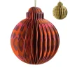 Xenos Kerstbal papier clashing colours rond - diverse varianten - ø7x9.5 cm- Kersthangers|Kerstballen