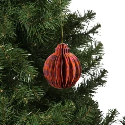 Xenos Kerstbal papier clashing colours rond - diverse varianten - ø7x9.5 cm- Kersthangers|Kerstballen