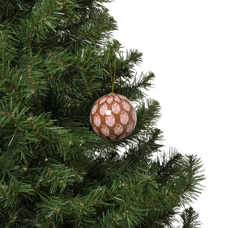 Xenos Kerstbal print - rood/beige- Kerstballen