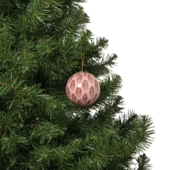 Xenos Kerstbal print - rood/roze- Kerstballen