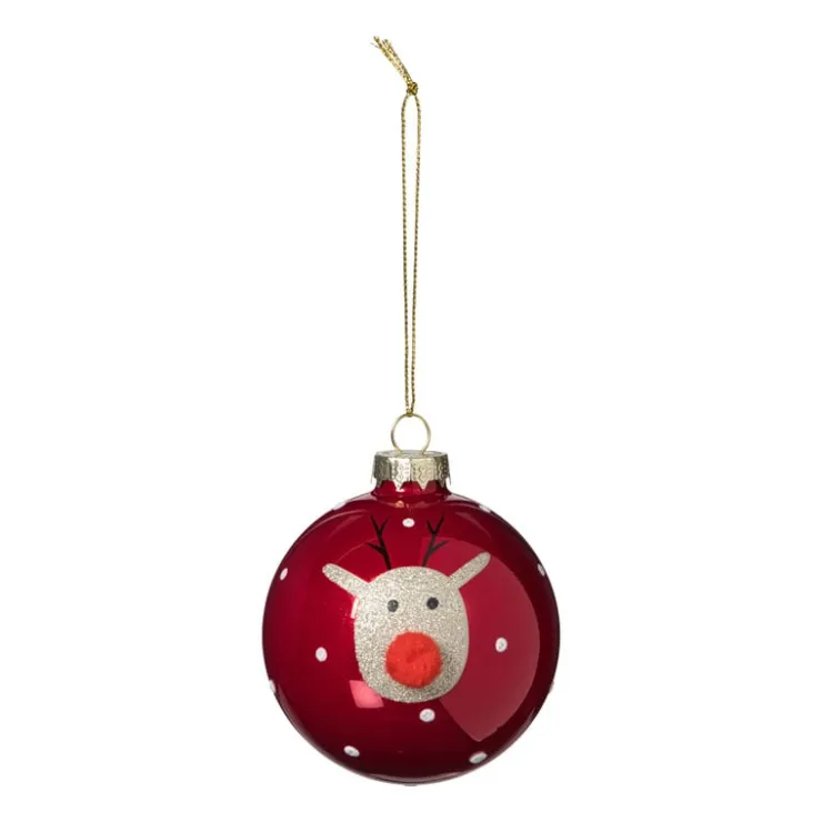 Xenos Kerstbal rendier - rood- Kerstballen