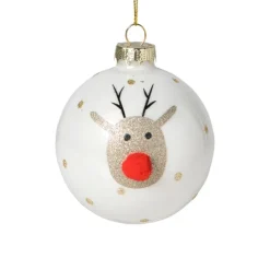Xenos Kerstbal rendier - wit- Kerstballen