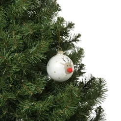 Xenos Kerstbal rendier - wit- Kerstballen