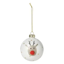 Xenos Kerstbal rendier - wit- Kerstballen