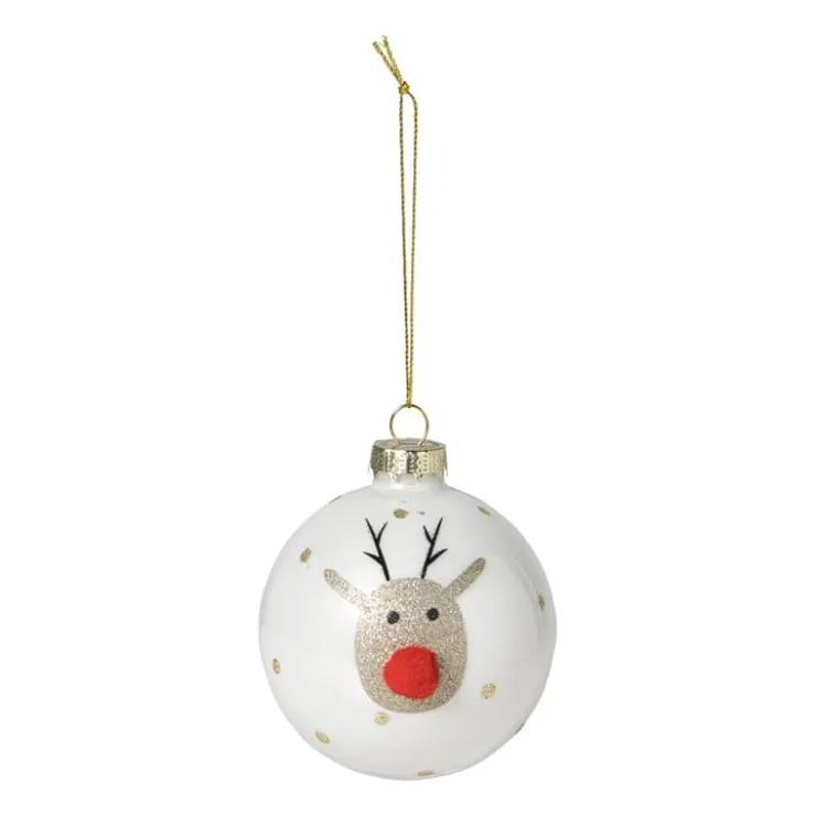 Xenos Kerstbal rendier - wit- Kerstballen