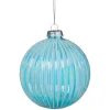 Xenos Kerstbal ribbels - lichtblauw- Kerstballen
