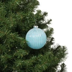 Xenos Kerstbal ribbels - lichtblauw- Kerstballen