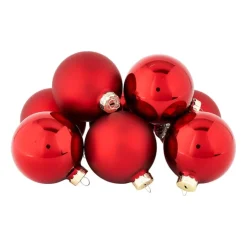 Xenos Kerstbal rood - glas - set van 8- Kerstballen