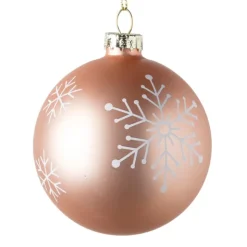 Xenos Kerstbal sneeuwvlok - roze - ⌀8 cm- Kerstballen
