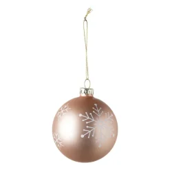 Xenos Kerstbal sneeuwvlok - roze - ⌀8 cm- Kerstballen