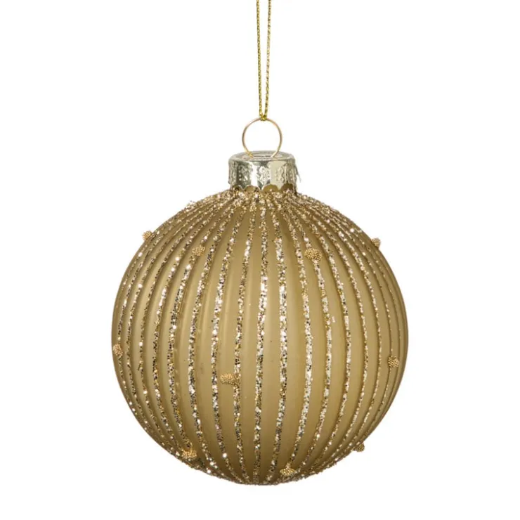 Xenos Kerstbal strepen en stippen - groen- Kerstballen