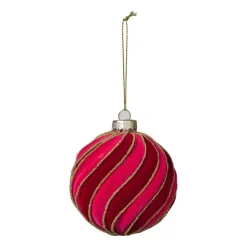 Xenos Kerstbal swirl velvet - paars/roze- Kerstballen